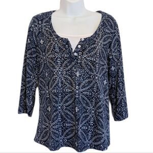 Classic edition navy floral shirt Medium @E